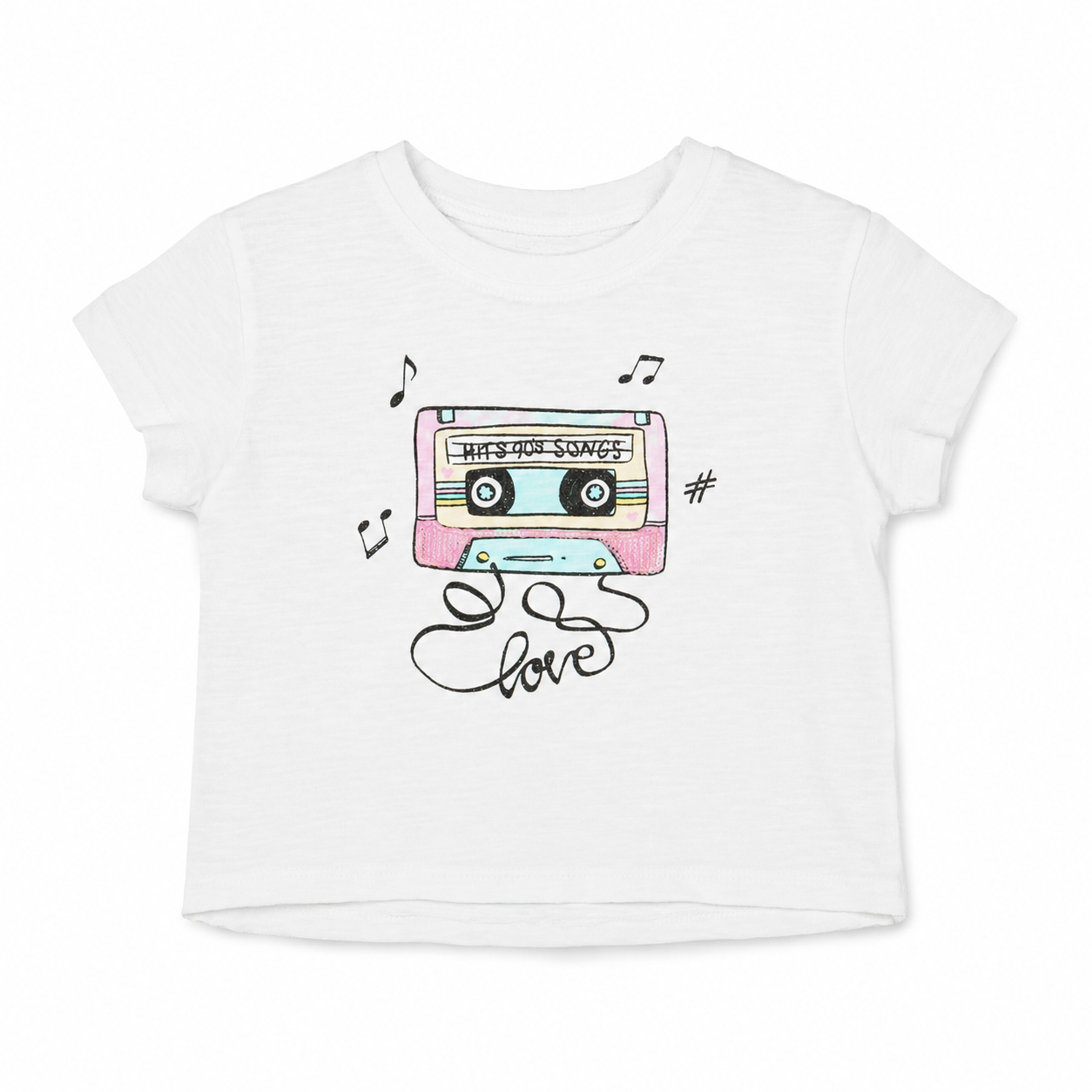 Camiseta de niña blanco estampado cassette