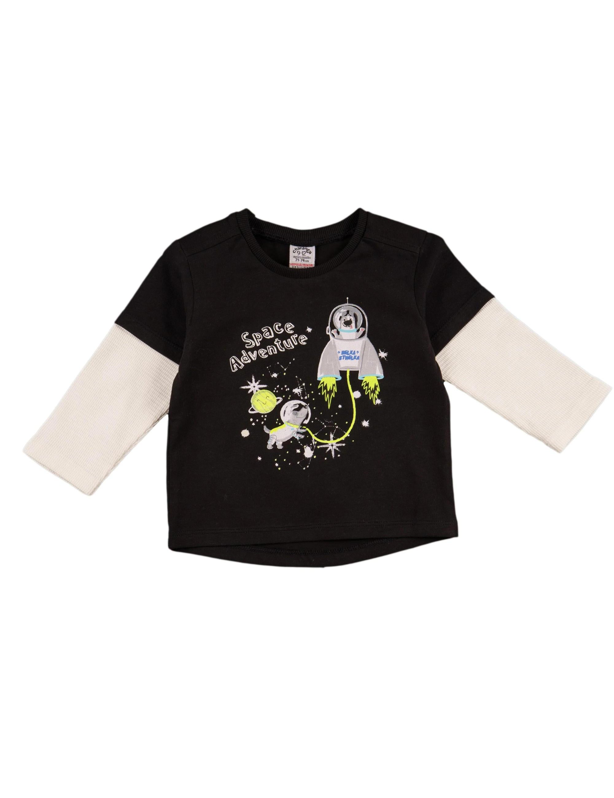 Camiseta de bebé color negro diseño cosmic Outlet