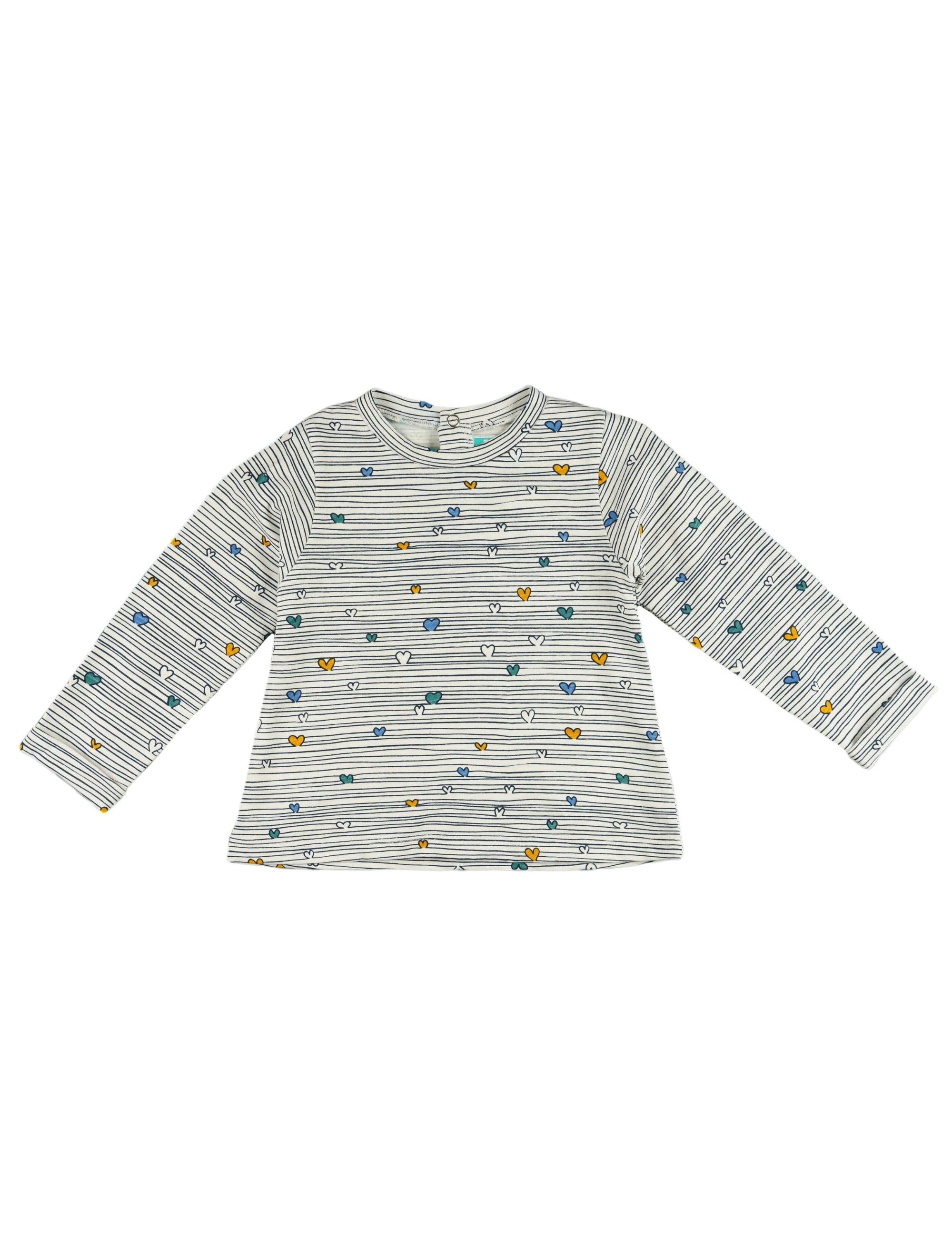 Camiseta de bebé de manga larga estampado de corazones Outlet