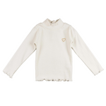 Camiseta de niña color crudo cuello alto Outlet