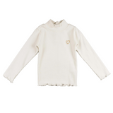 Camiseta de niña color crudo cuello alto Outlet