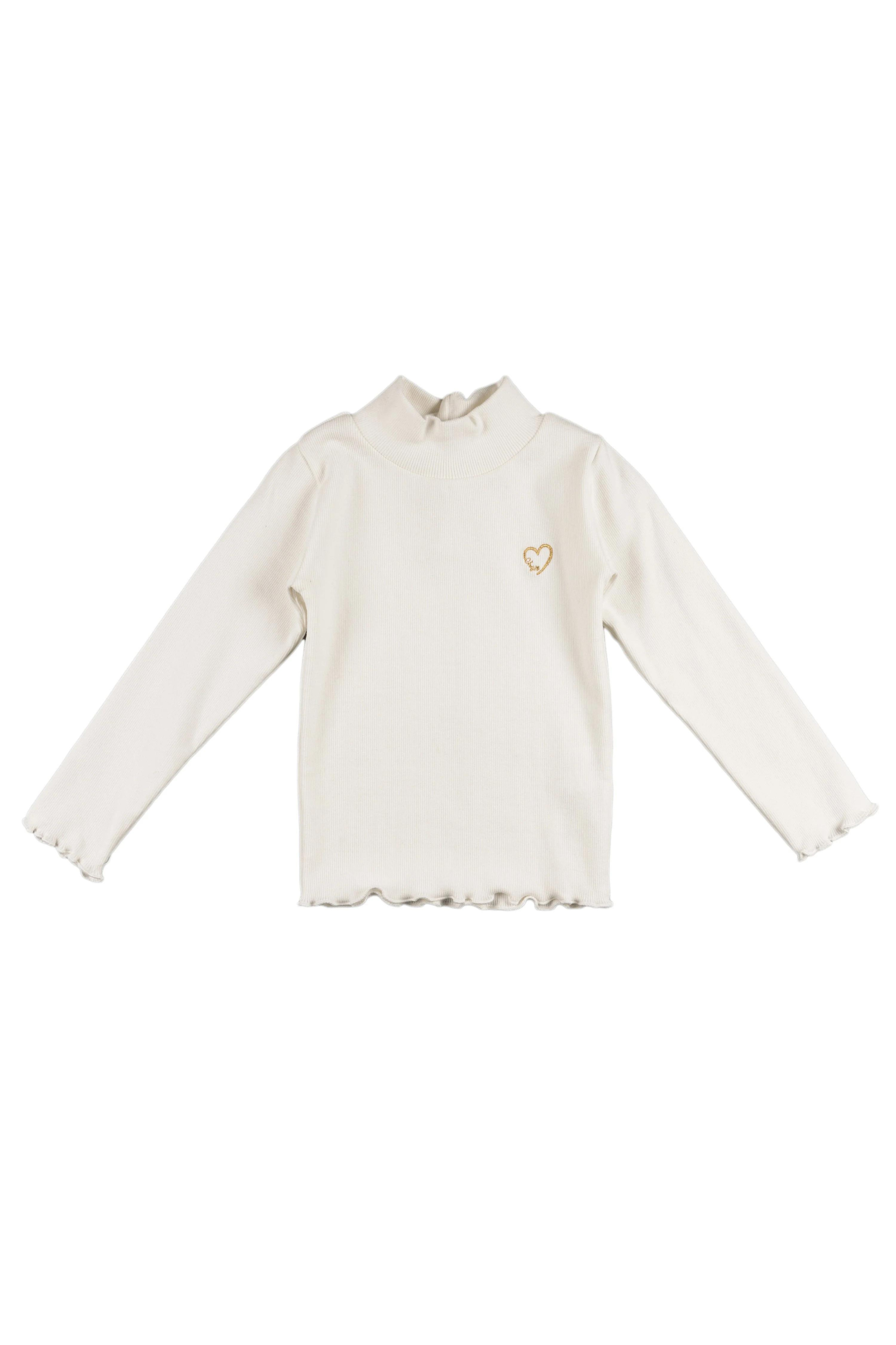 Camiseta de niña color crudo cuello alto Outlet