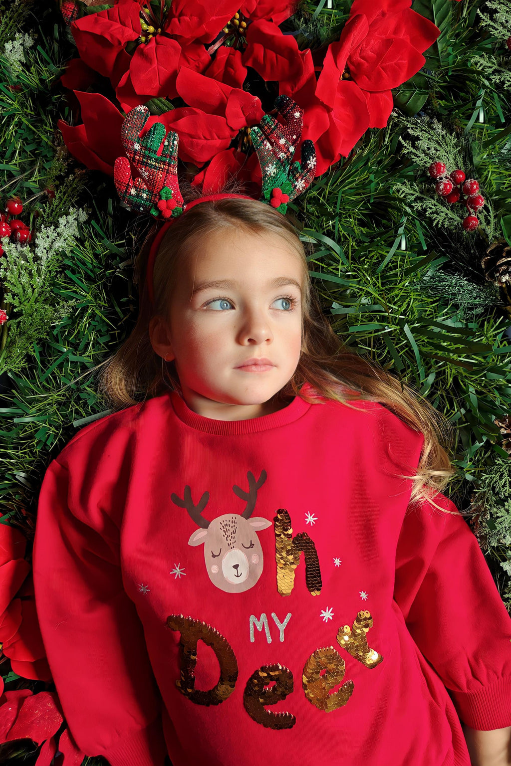 Sudadera de niña roja Oh my deer! Outlet