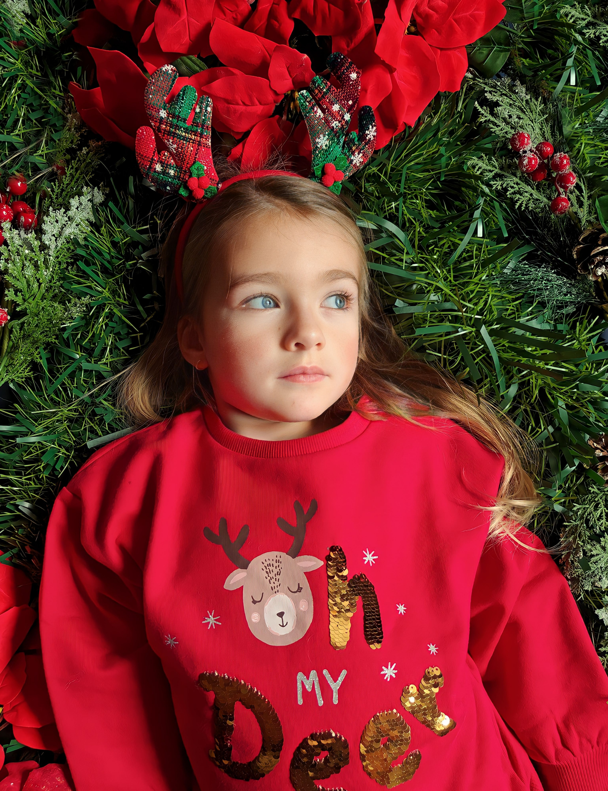 Sudadera de niña roja Oh my deer! Outlet