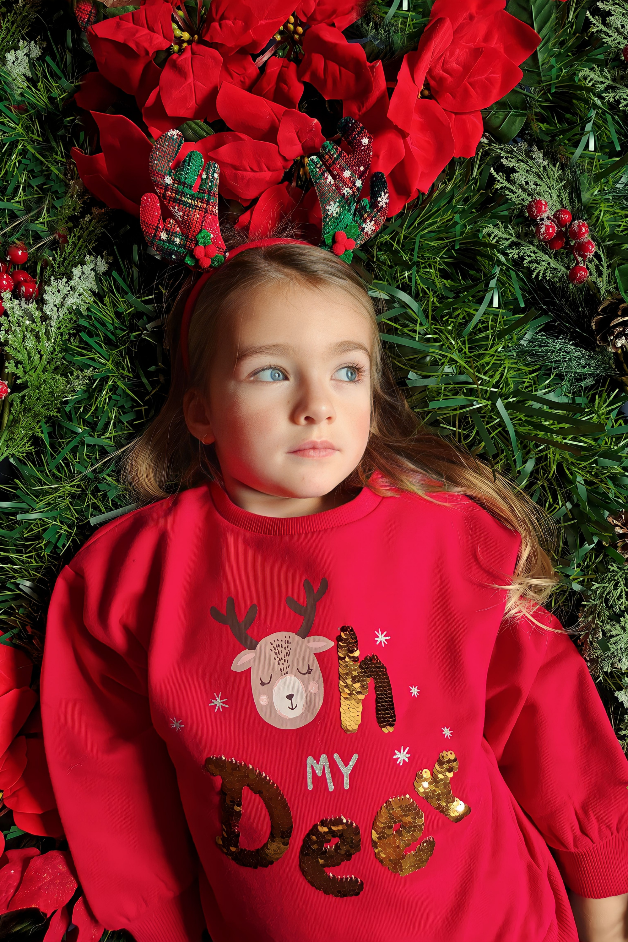 Sudadera de niña roja Oh my deer! Outlet