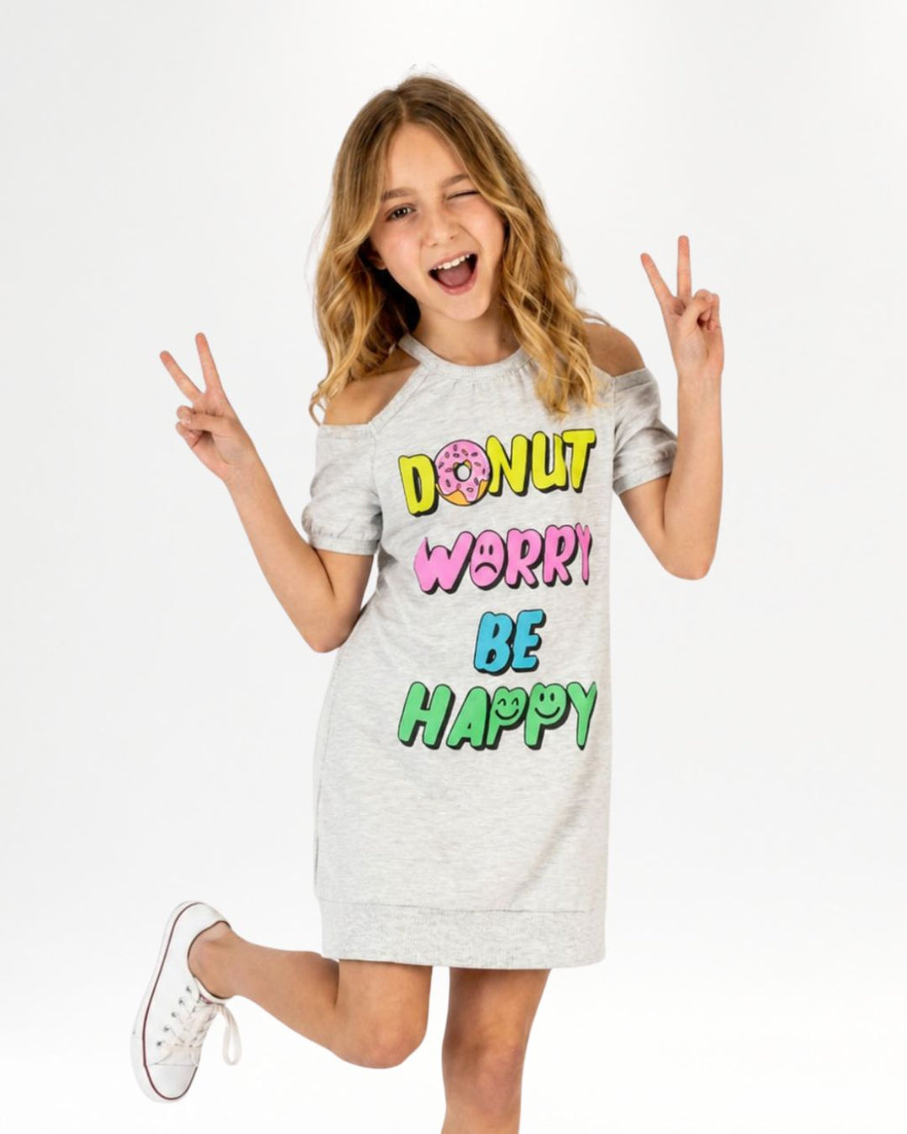 Vestido niña gris estampado