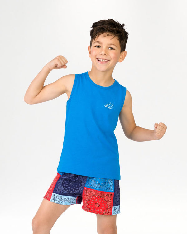 Camiseta sin mangas de niño azul Surf Wave
