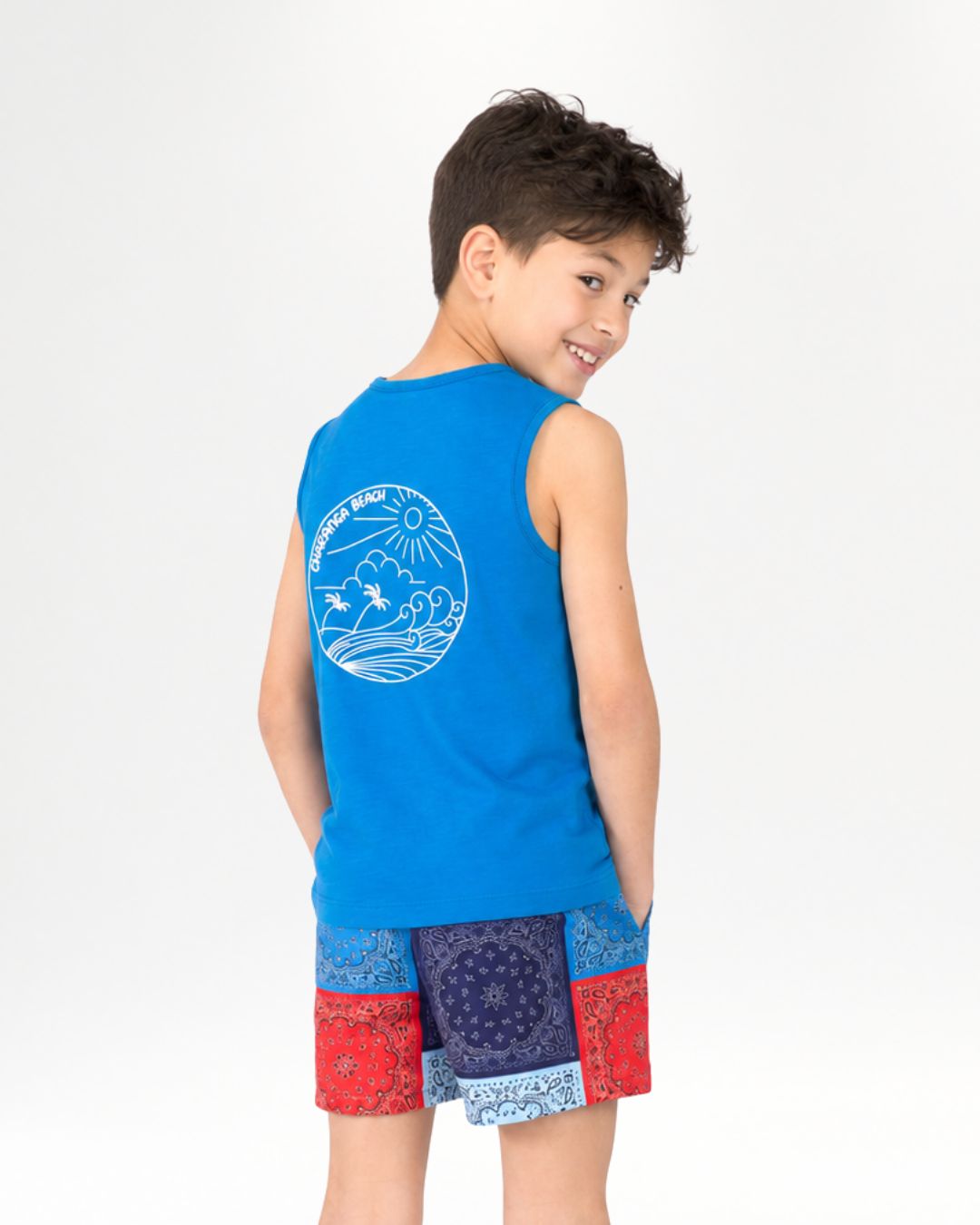 Camiseta sin mangas de niño azul Surf Wave