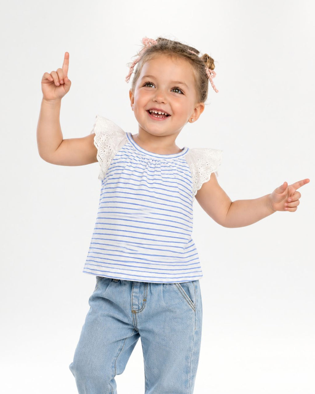Camiseta bebé niña rayas y volantes