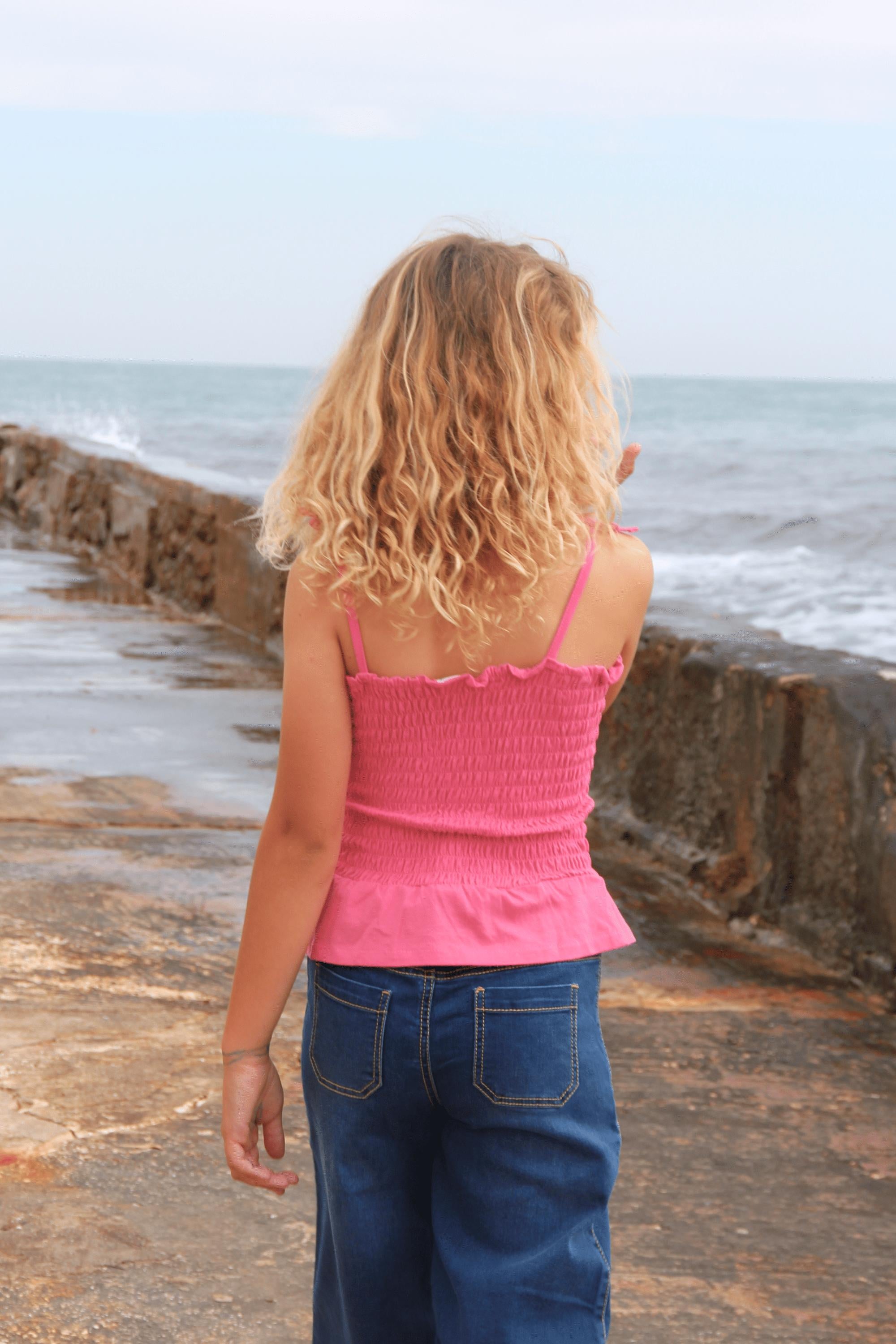 Camiseta de niña fucsia