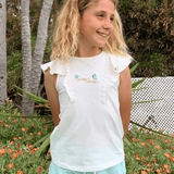 Camiseta de niña blanca con dibujo