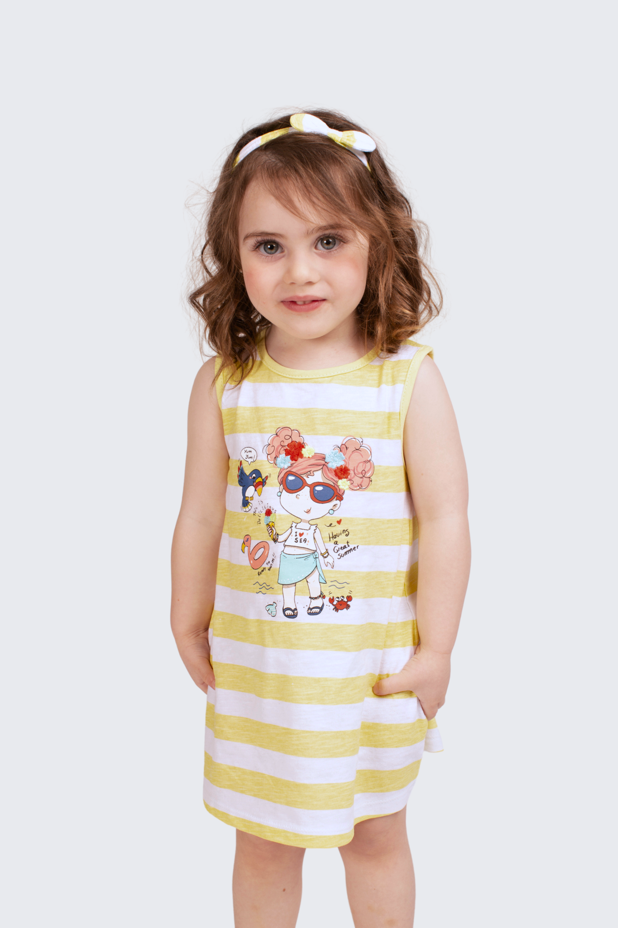 Yellow striped baby dress