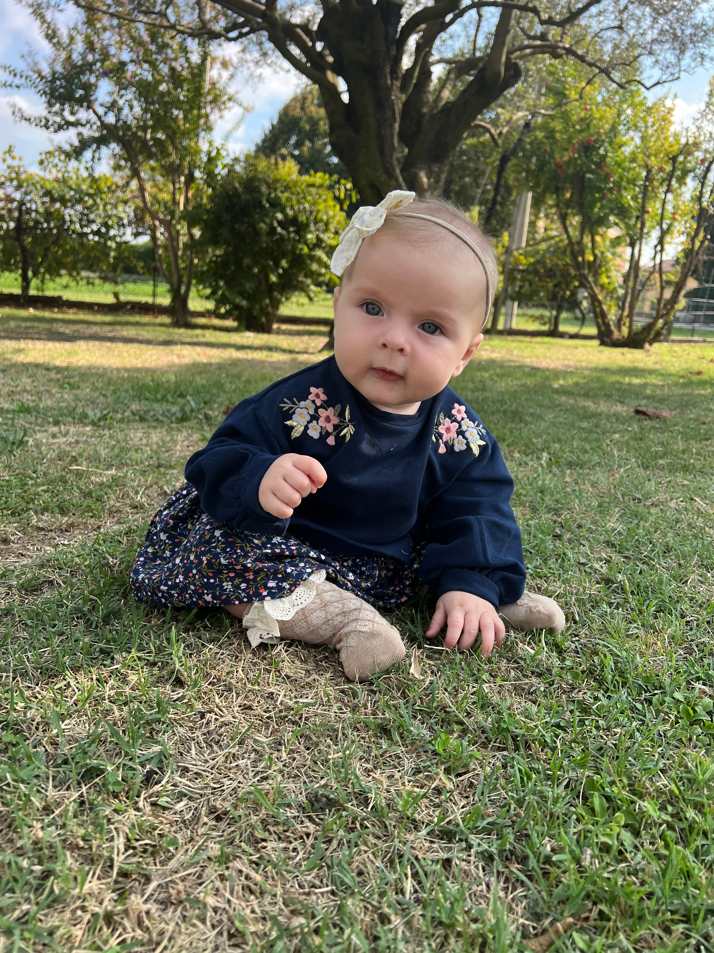 Vestido de bebé marino estampado flores Charanga