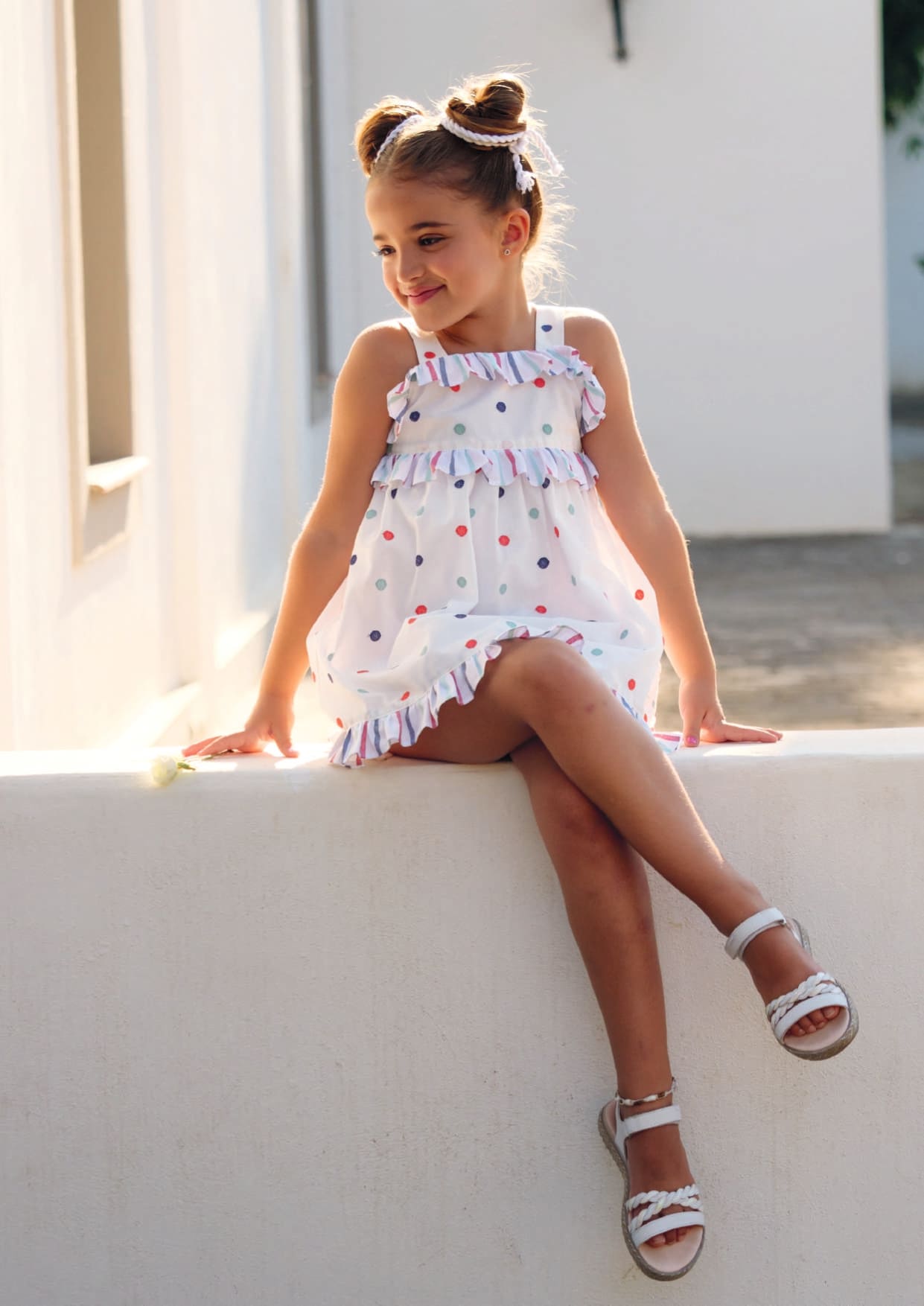 Vestido de lunares multicolor niña