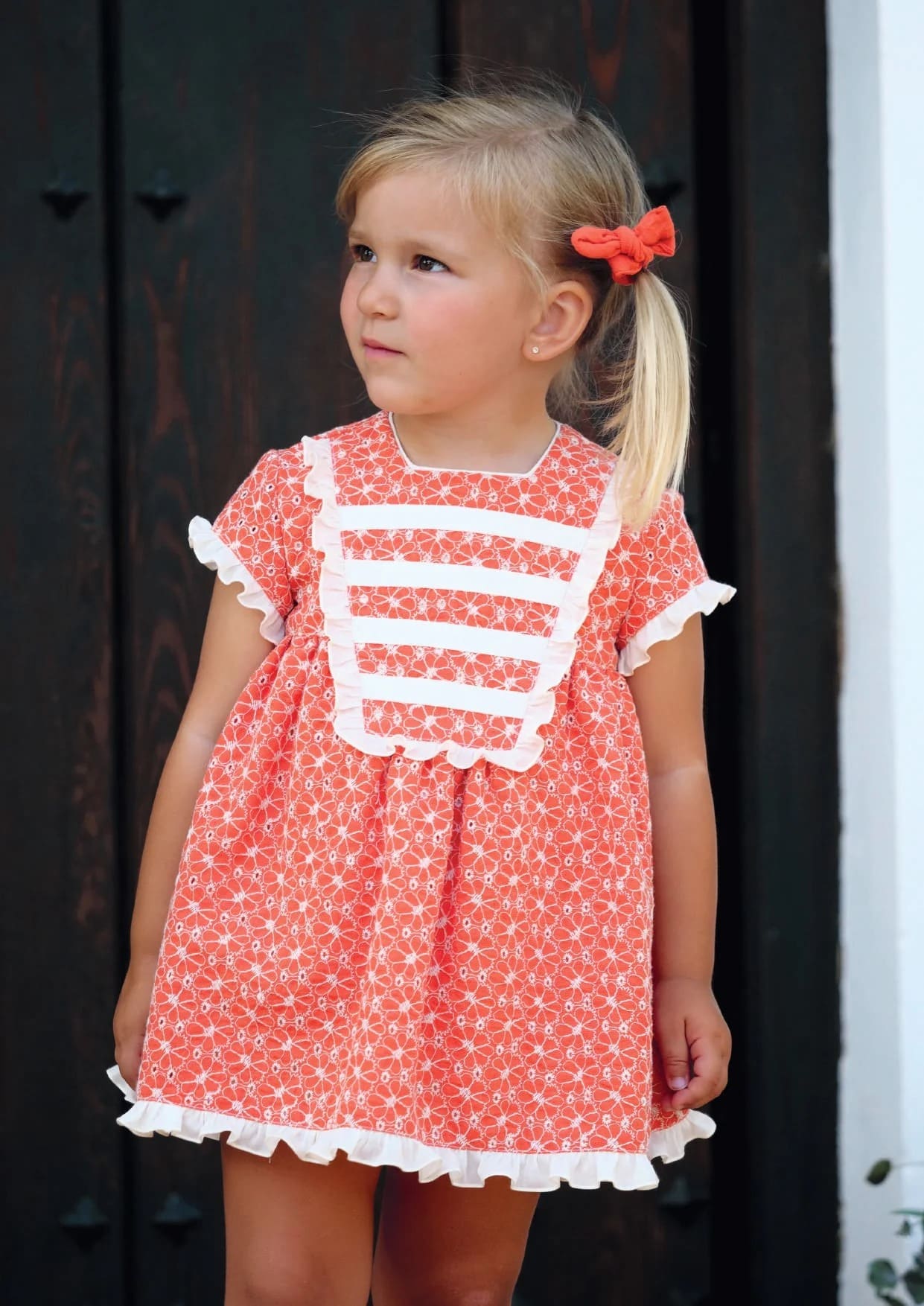 Conjunto vestido y braguita niña salmón