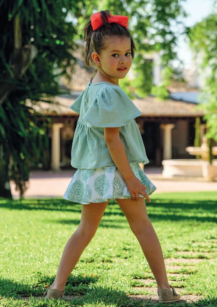 Blusa algodón verde niña