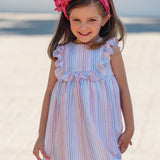Vestido de rayas multicolor niña
