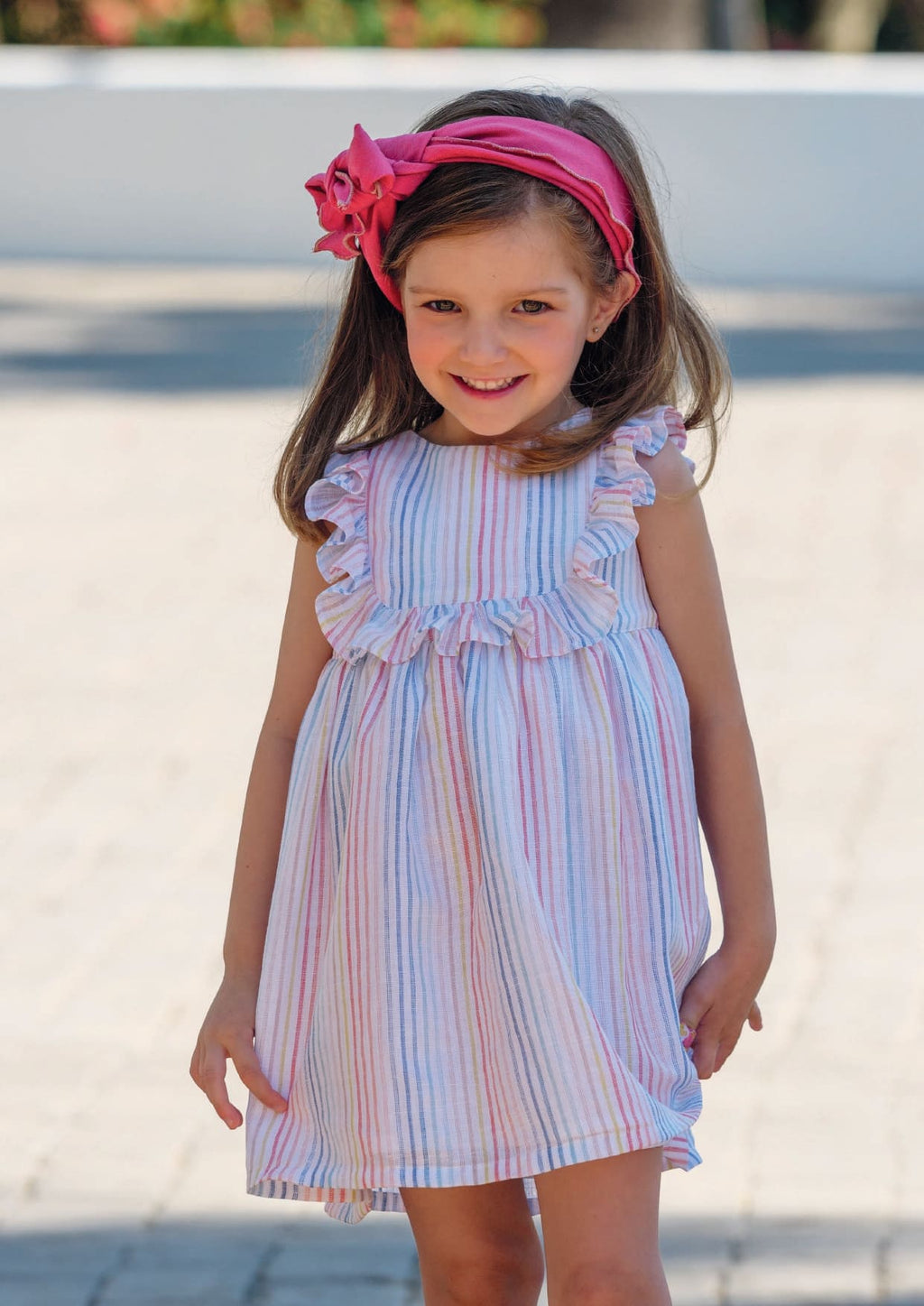 Vestido de rayas multicolor niña