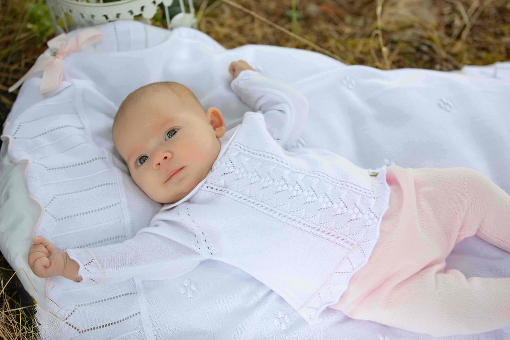 Conjunto bicolor camiseta y pantalón tricot rosa recién nacida | Dr. Kid by Charanga