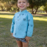 Blusa con mangas de bebé turquesa Cocote & Charanga