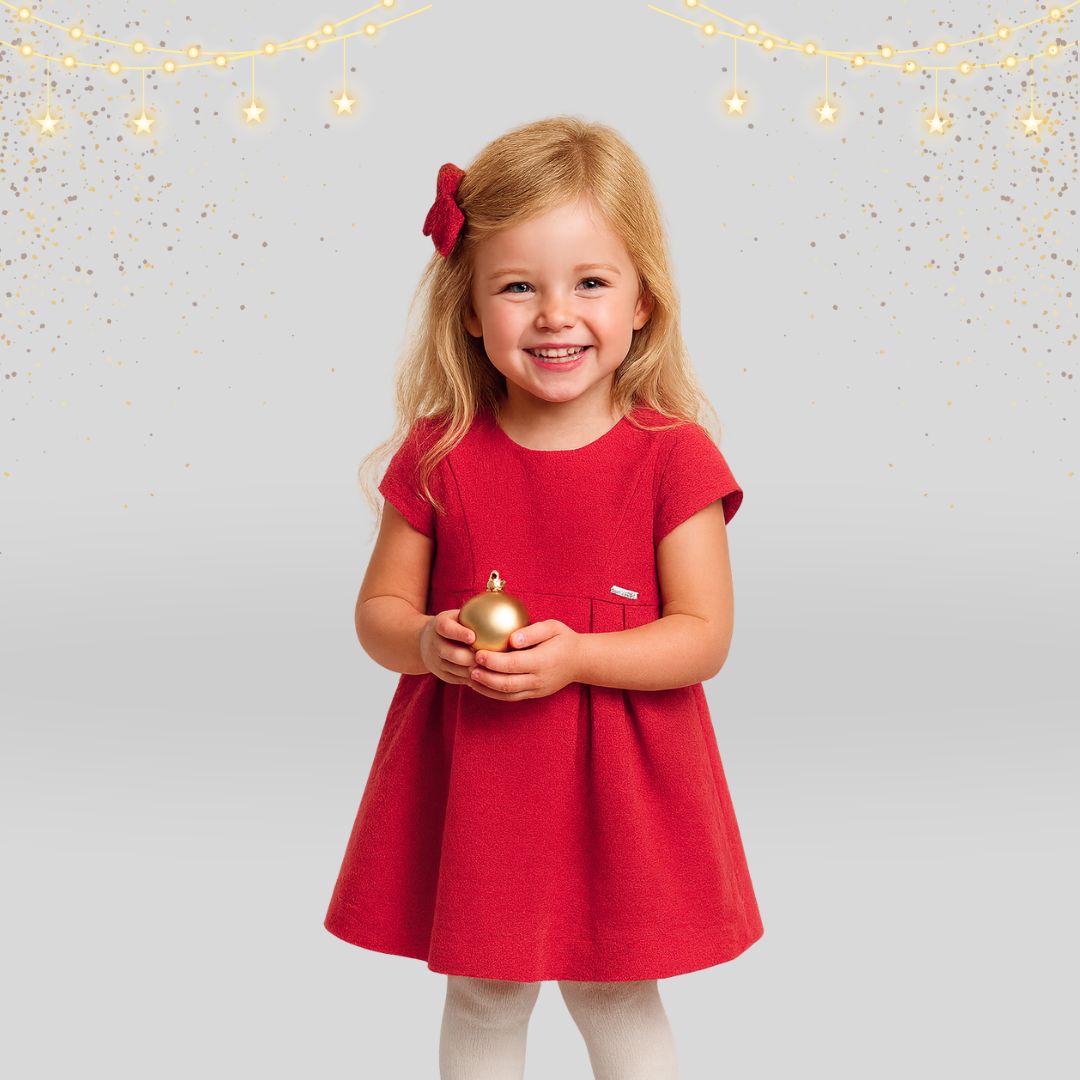 Vestido bebé rojo elegante para Navidad Charanga frontal