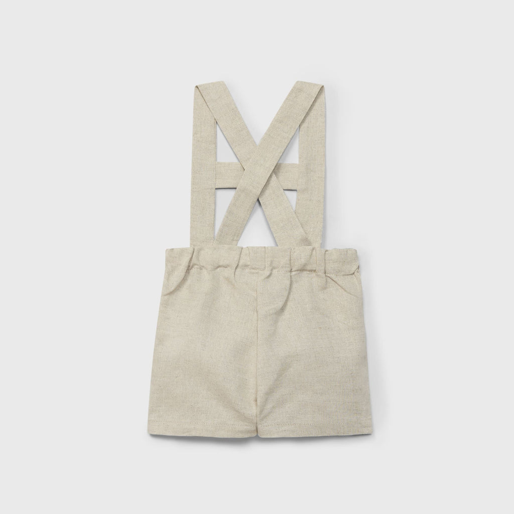 Peto corto de lino con tirantes beige recién nacido | Dr. Kid by Charanga