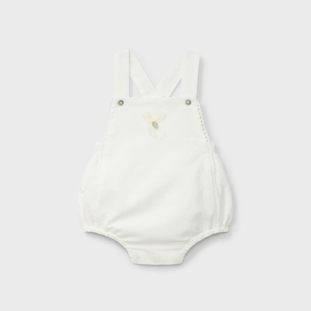 Ranita con tirantes corto lino blanca recién nacido | Dr. Kid by Charanga