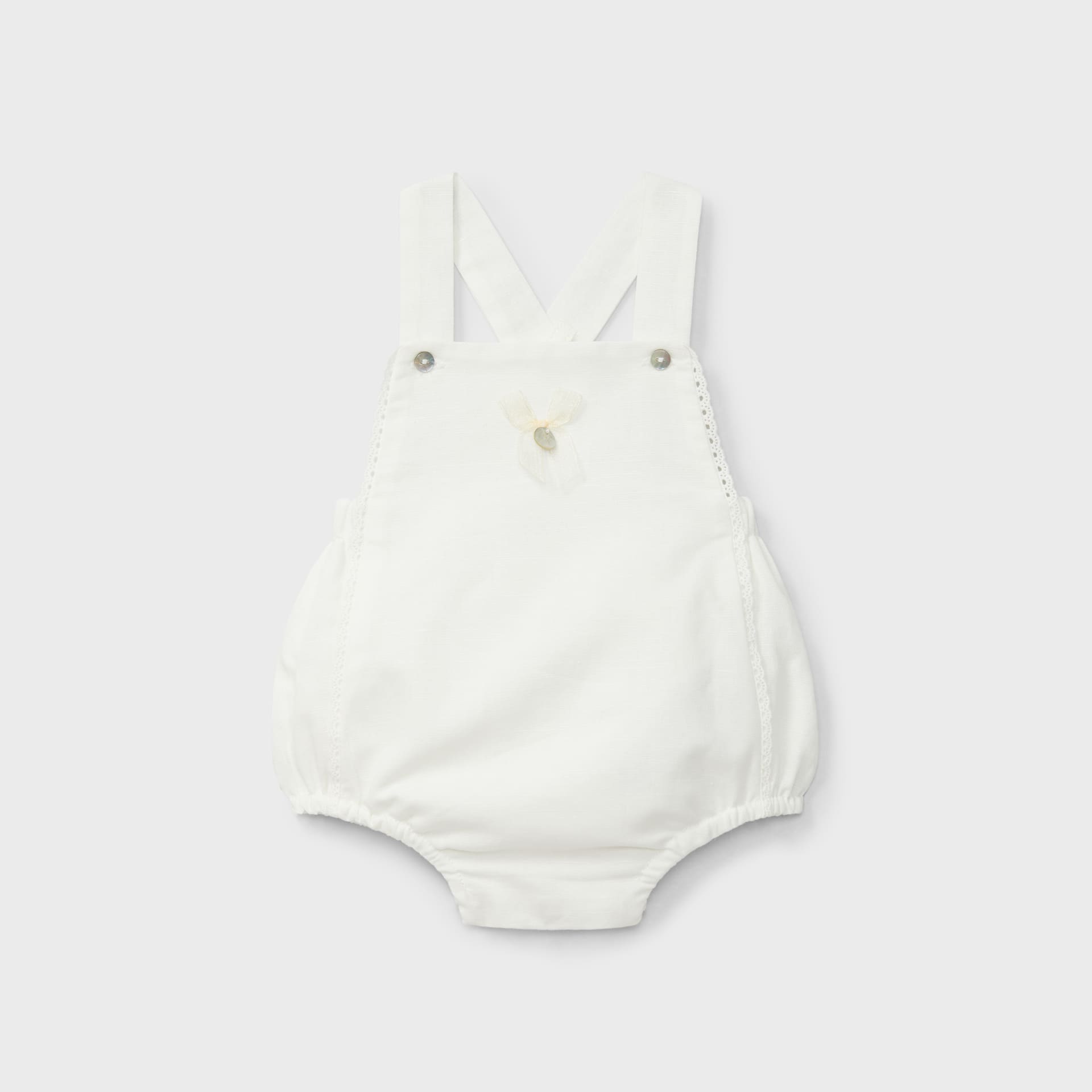 Ranita con tirantes corto lino blanca recién nacido | Dr. Kid by Charanga