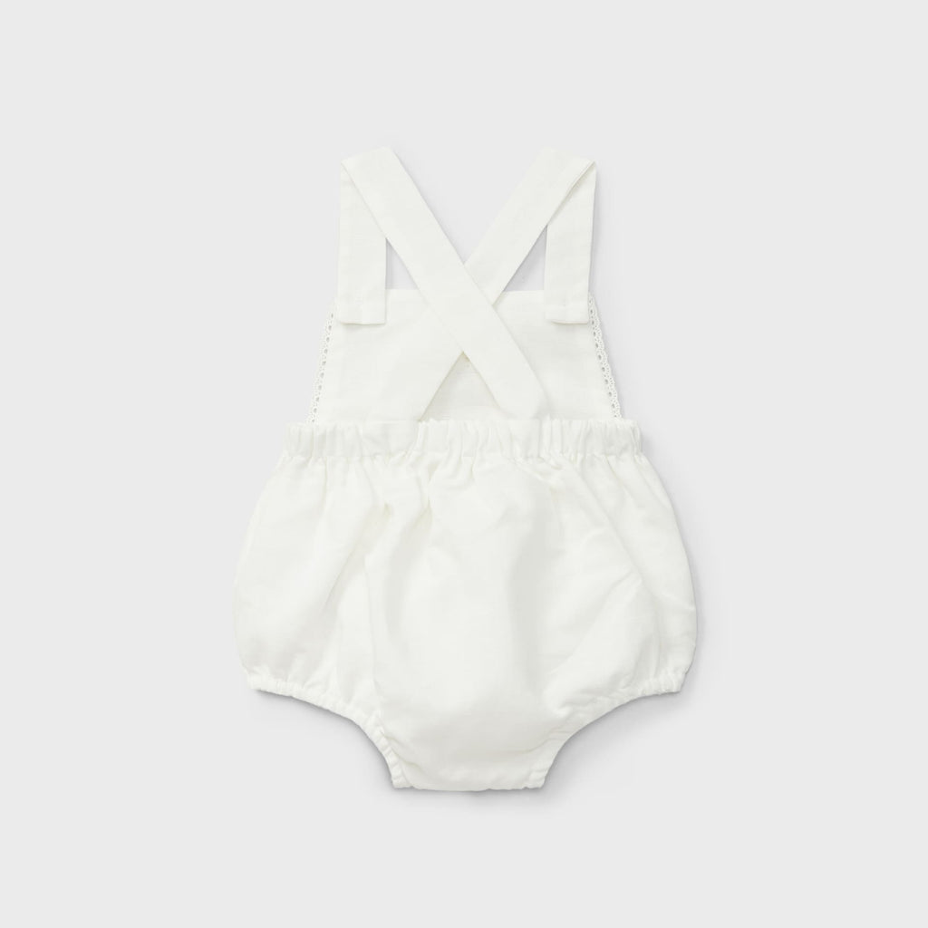 Ranita con tirantes corto lino blanca recién nacido | Dr. Kid by Charanga