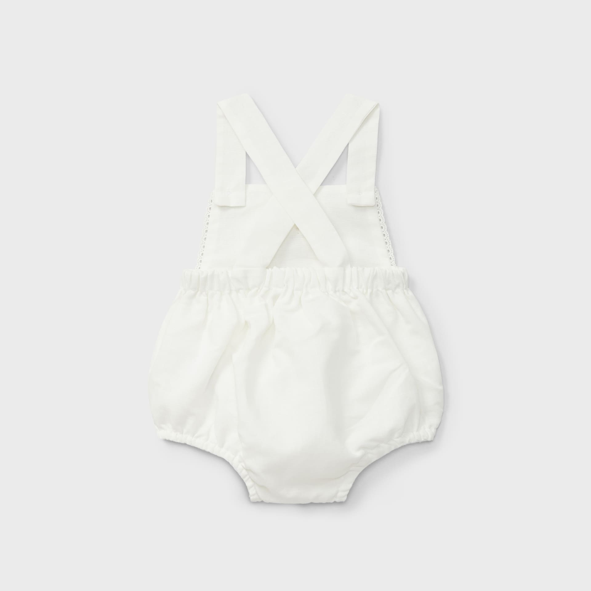 Ranita con tirantes corto lino blanca recién nacido | Dr. Kid by Charanga