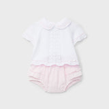Conjunto bicolor camiseta braguita tricot recién nacida