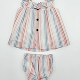 Conjunto vestido y braguita de rayas bebé niña