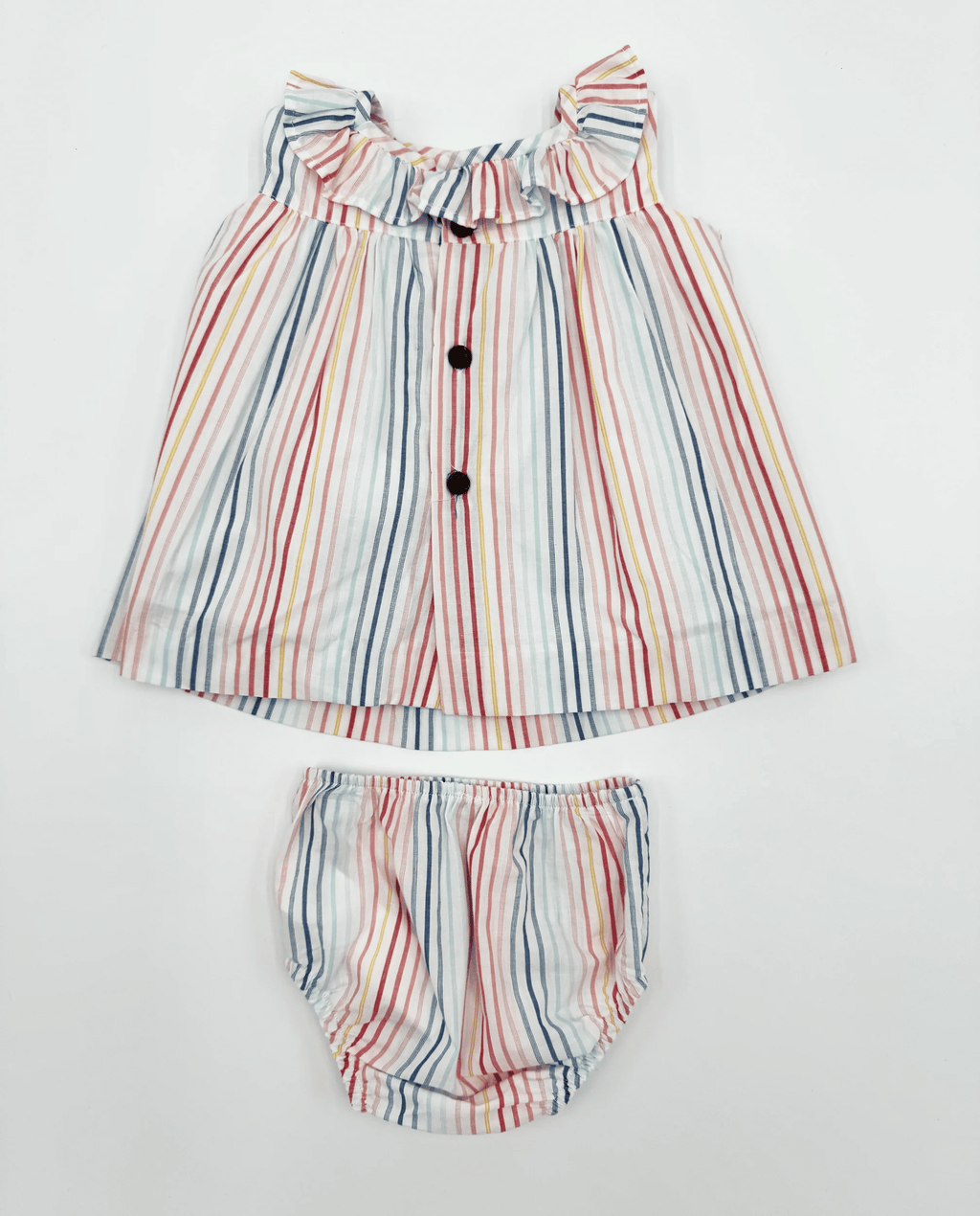 Conjunto vestido y braguita de rayas bebé niña