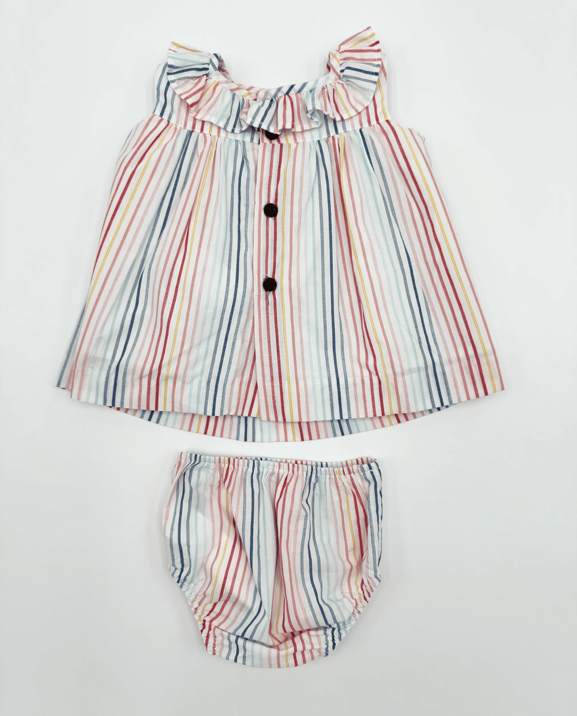 Conjunto vestido y braguita de rayas bebé niña