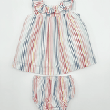 Conjunto vestido y braguita de rayas bebé niña