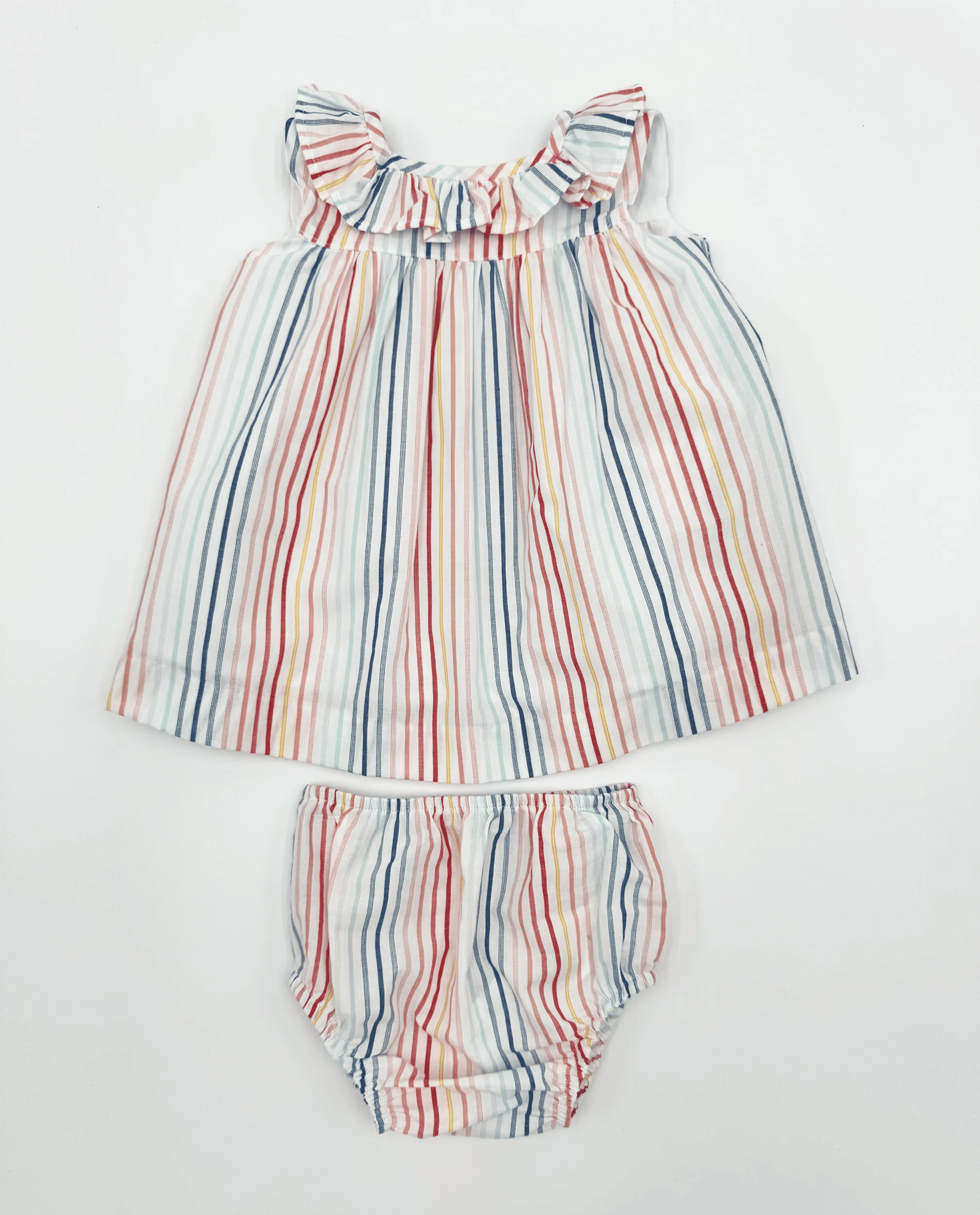 Conjunto vestido y braguita de rayas bebé niña