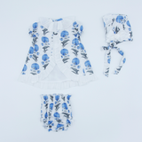 Conjunto vestido de flores azul recién nacido