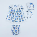 Conjunto vestido de flores azul recién nacido