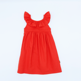 Vestido coral cuello volante niña