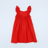 Vestido coral cuello volante niña