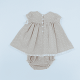 Conjunto vestido y braguita beige bebé niña