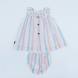Conjunto vestido y braguita de rayas bebé niña