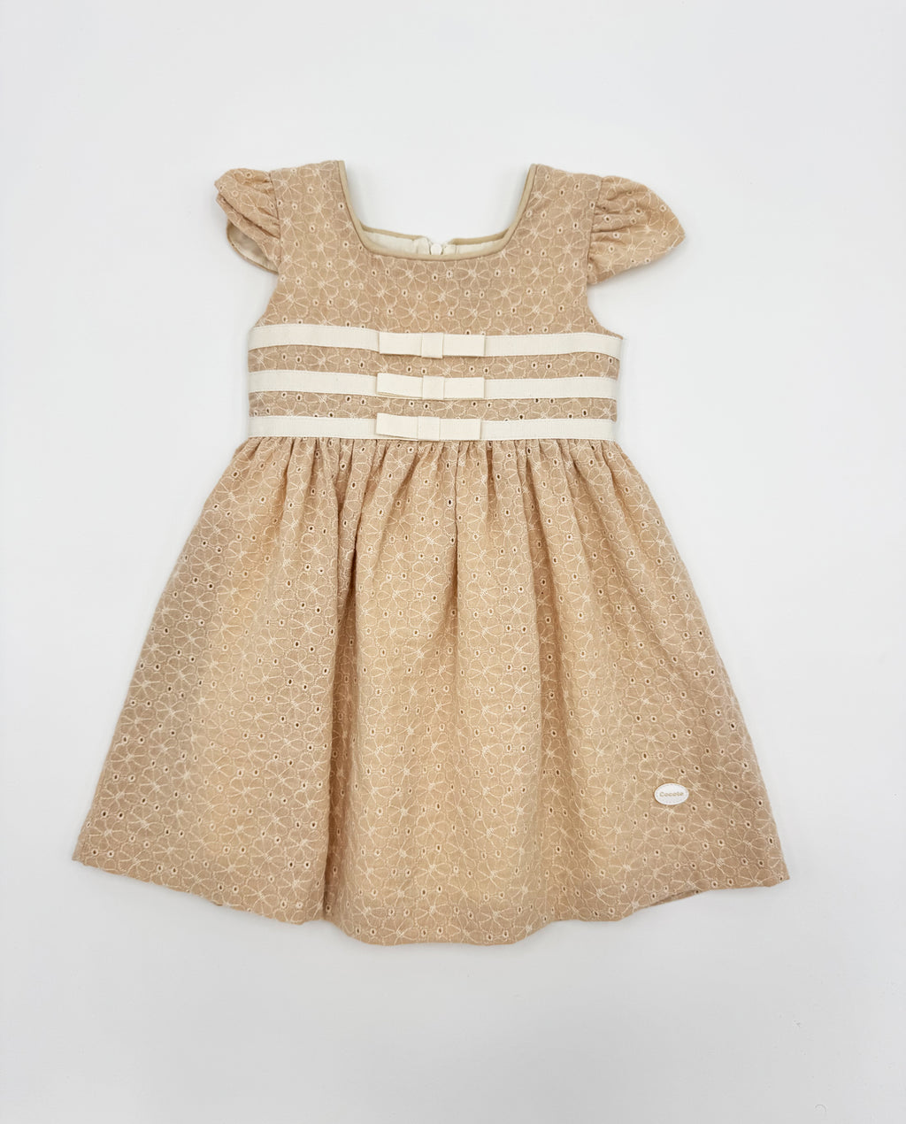 Vestido detalles beige niña