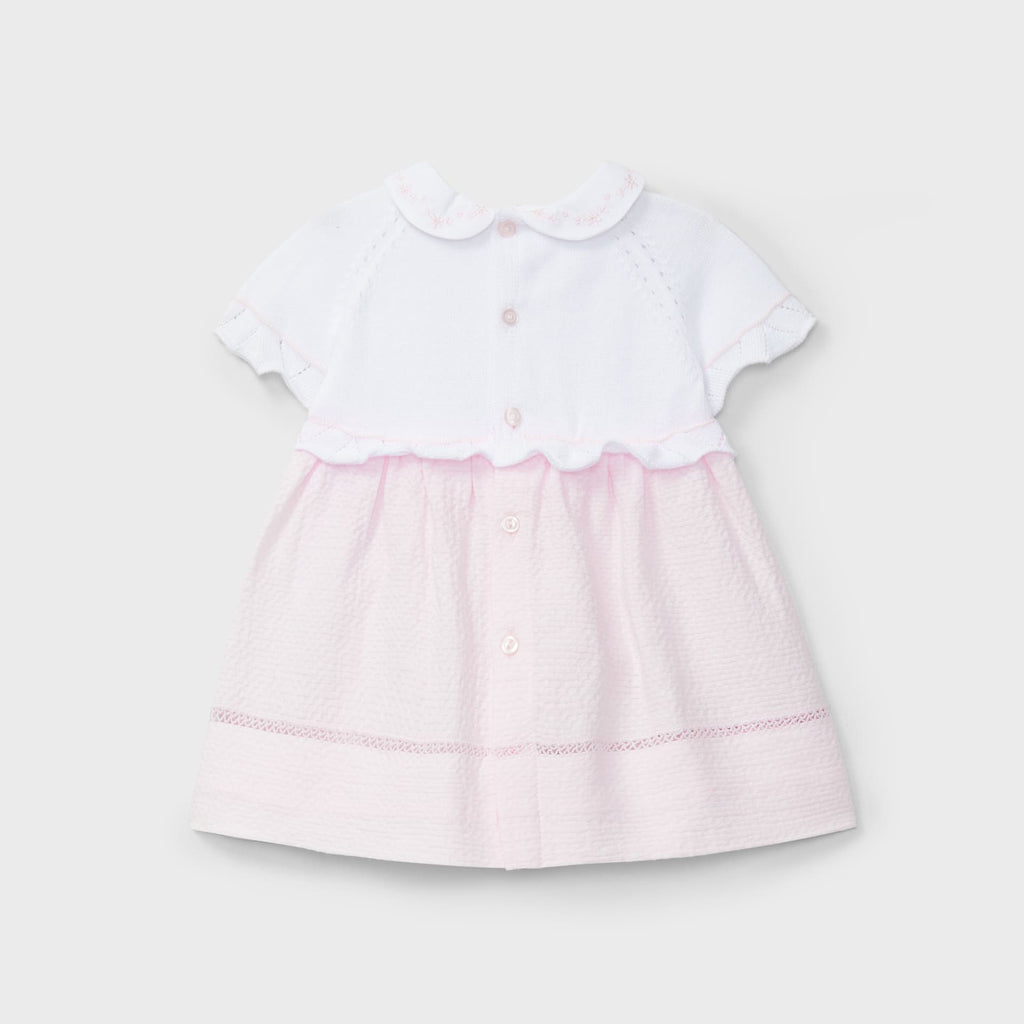 Vestido bicolor rosa y blanco tricot recién nacida | Dr. Kid by Charanga