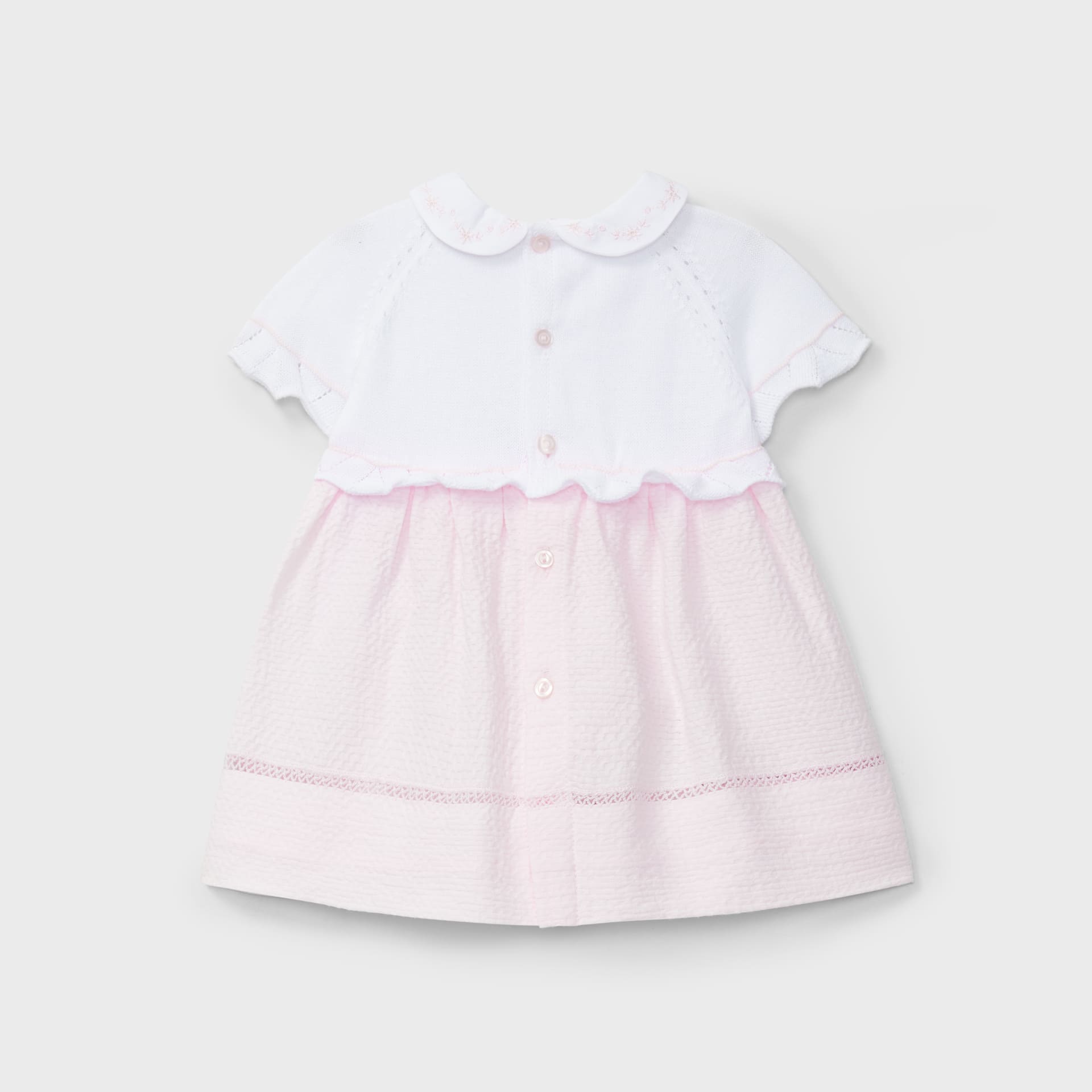 Vestido bicolor rosa y blanco tricot recién nacida | Dr. Kid by Charanga