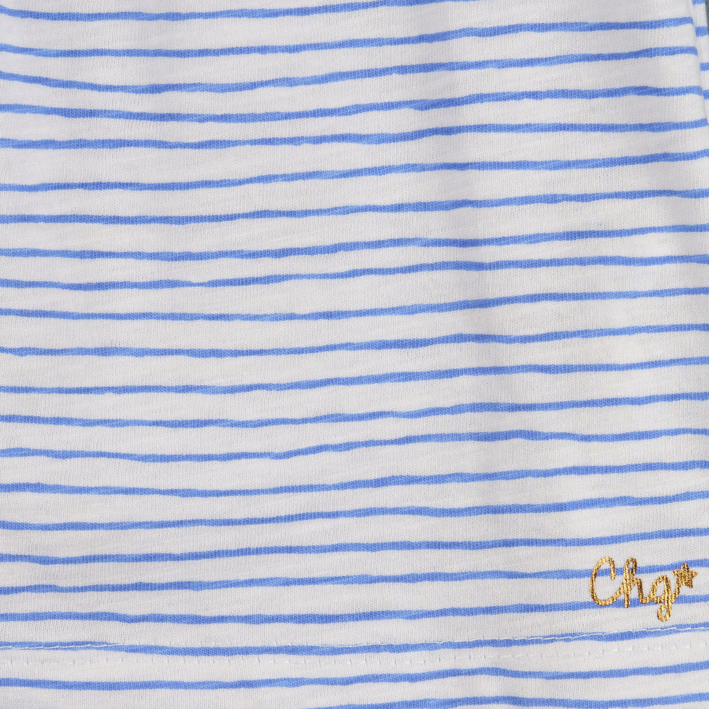 Camiseta de bebé a rayas azules y blancas VERANO/Outlet