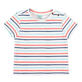 Camiseta de bebé a rayas rojas y azules