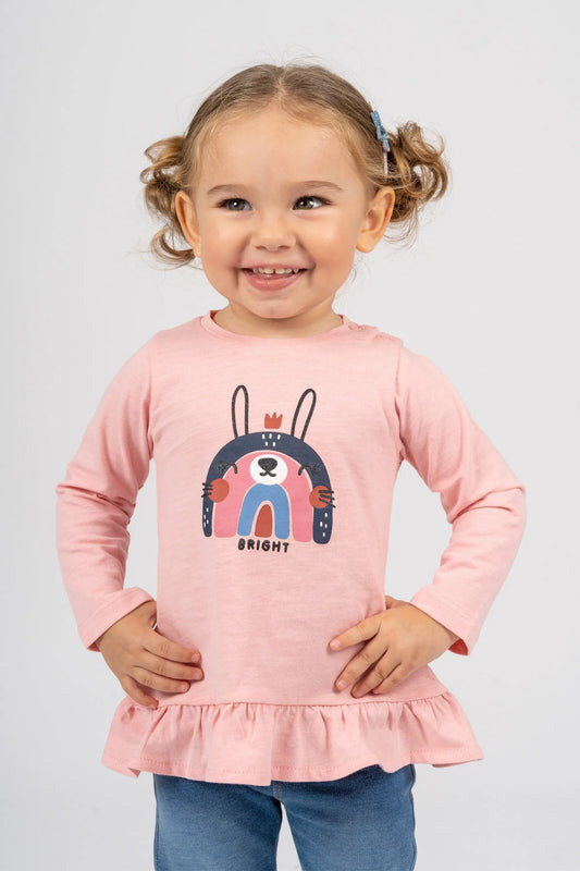 Camiseta manga larga de bebé rosa bunny