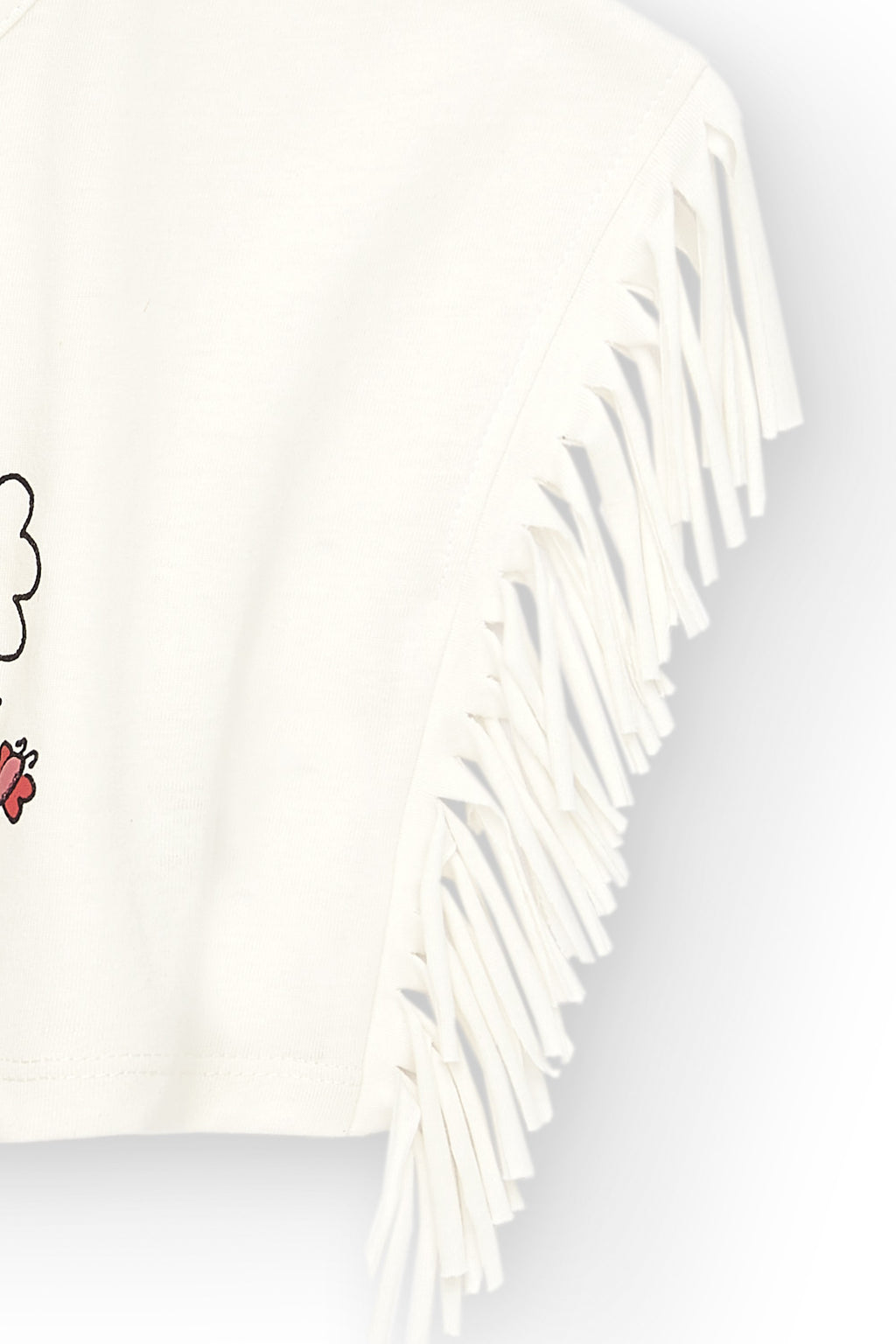Camiseta de niña blanca detalle flecos VERANO/Outlet