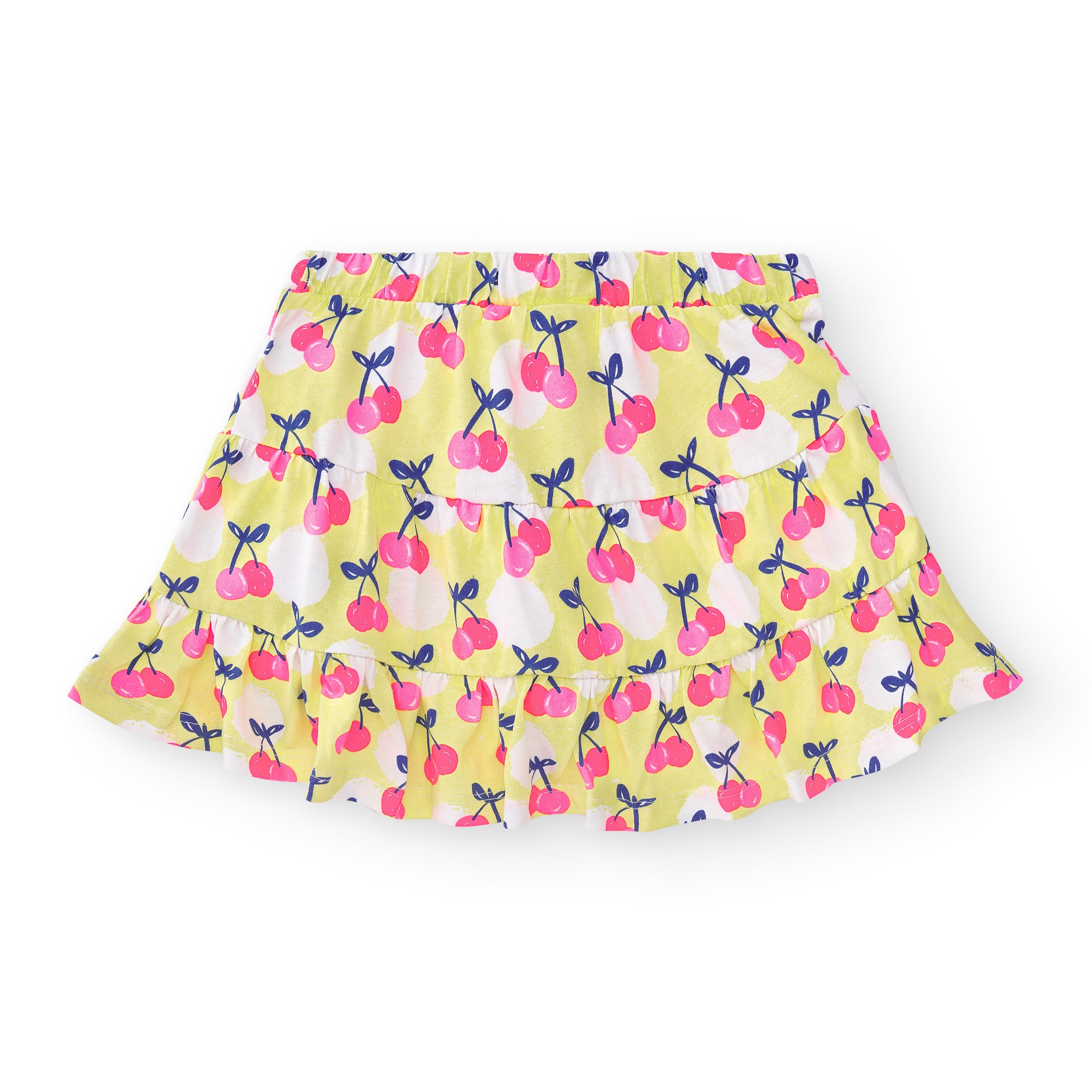 Falda niña amarilla con estampado de cerezas